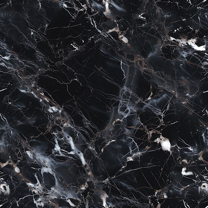 Atlantic Black Natural Marble with Intricate Veins seamless PBR texture preview