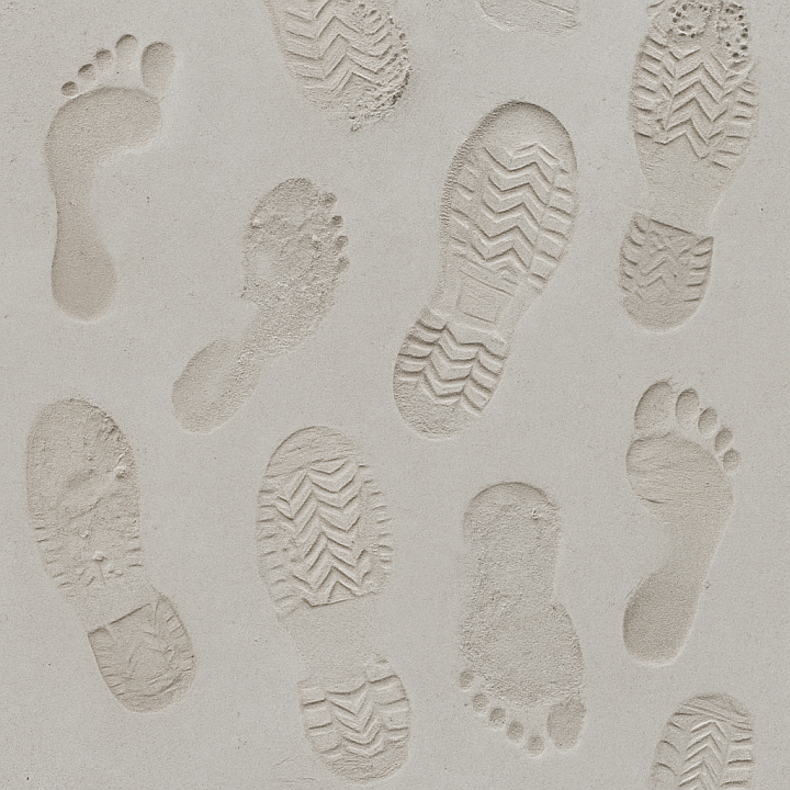 Of Human Footprints On Cement Surface With Footprint Smudge seamless PBR texture preview