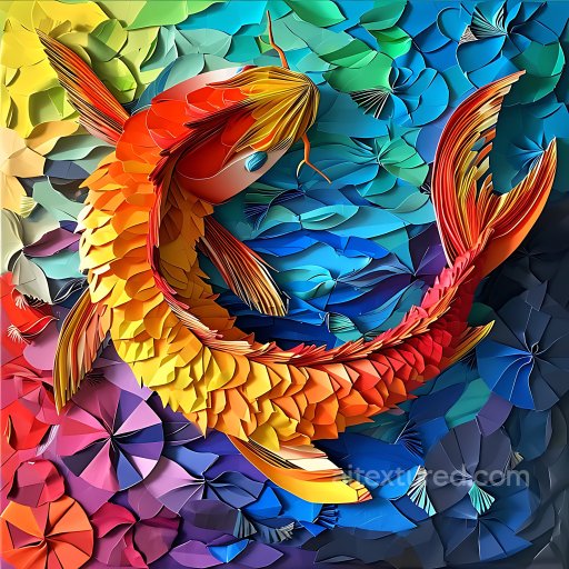 Animal - Seamless 3D PBR Texture of Vibrant Orange and Yellow Koi Fish Scales with Mosaic Backgrou… texture preview