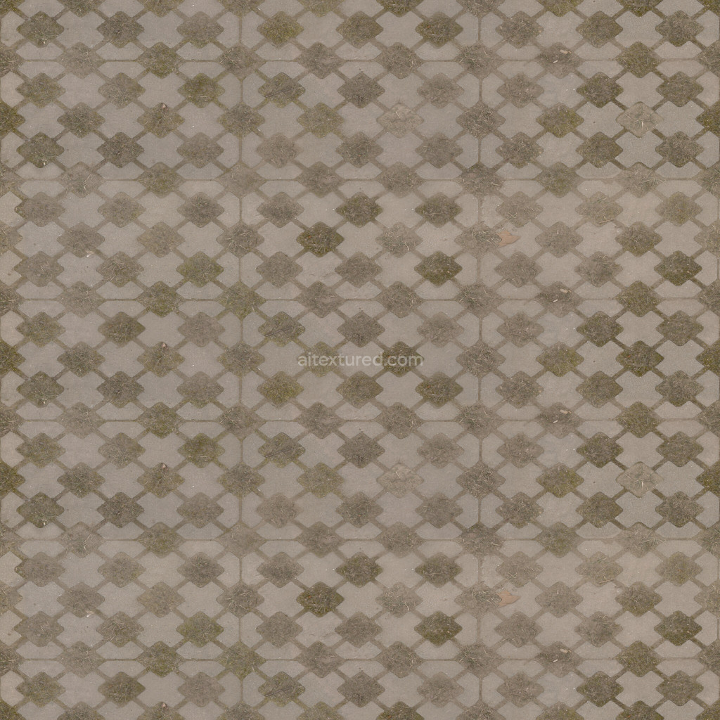 Seamless paving stones PBR texture with a weathered look