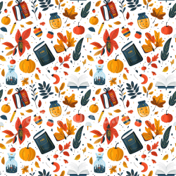 seamless Seamless 3D PBR Texture with Colorful Thanksgiving Icons and Autumn Leaves Pattern texture 8k free download PBR
