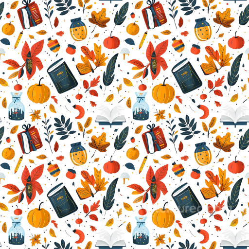 with Colorful Thanksgiving Icons and Autumn Leaves Pattern seamless Thanksgiving PBR texture