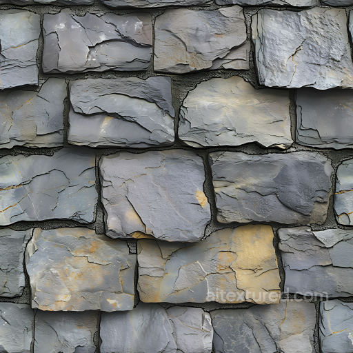 Weathered Stone Wall PBR Texture Featuring Rough Slate Blocks with Natural Cracks and Ear… seamless Stone PBR texture