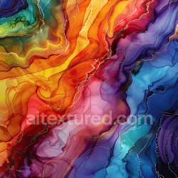 seamless Seamless 3D Alcohol Ink PBR Texture with Vibrant Rainbow Fluid Waves and Gold Veins texture 8k free download PBR