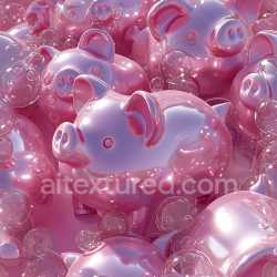 seamless Seamless 3D Inflated Glossy Pink Vinyl Piggy Bank Texture with Bubbles texture 8k free download PBR