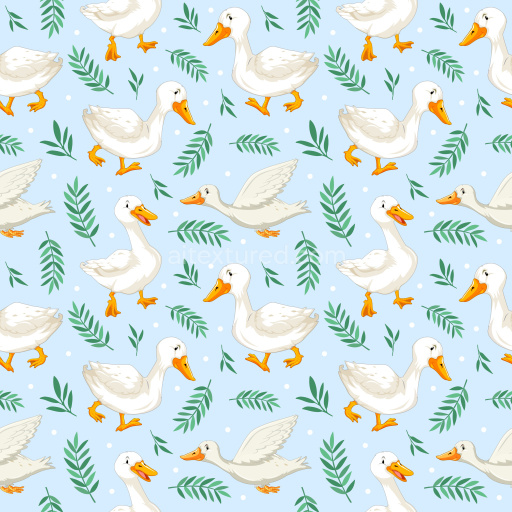 Pattern Bundle - Seamless 3D Pattern PBR Texture Featuring White Ducks and Green Leafy Accents texture preview