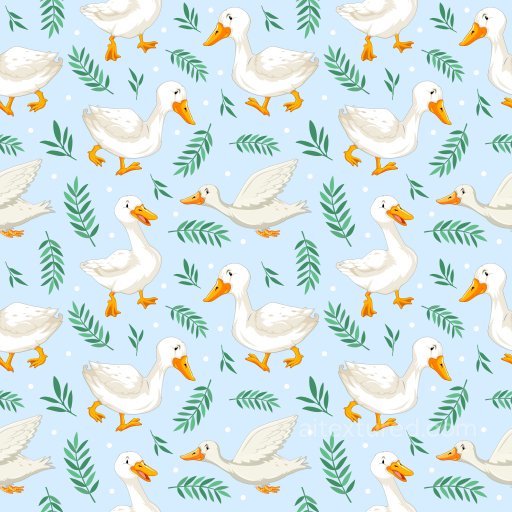 Pattern PBR Texture Featuring White Ducks and Green Leafy Accents seamless Pattern Bundle PBR texture