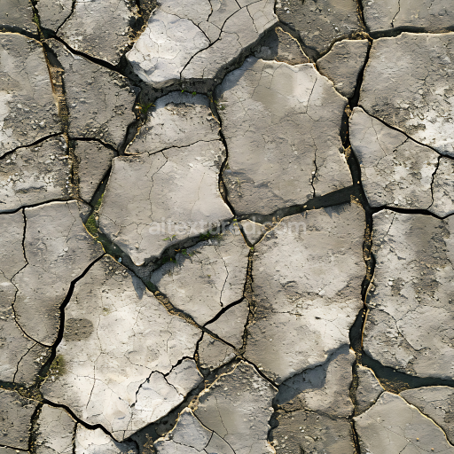 Seamless 3D cracked dry stone ground PBR texture with natural earth tones