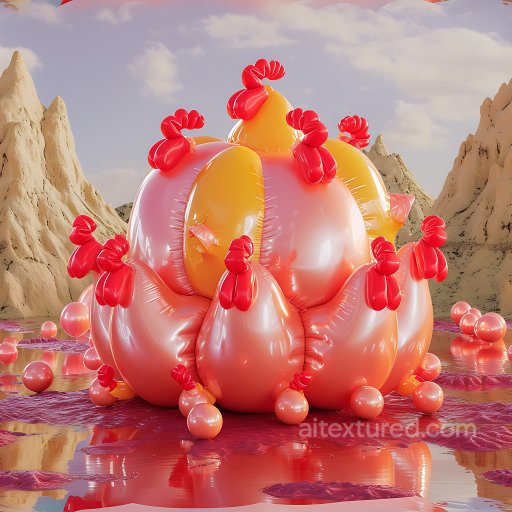Inflated Vinyl Bubble PBR Texture with Glossy Red and Orange Panels seamless Inflated PBR texture