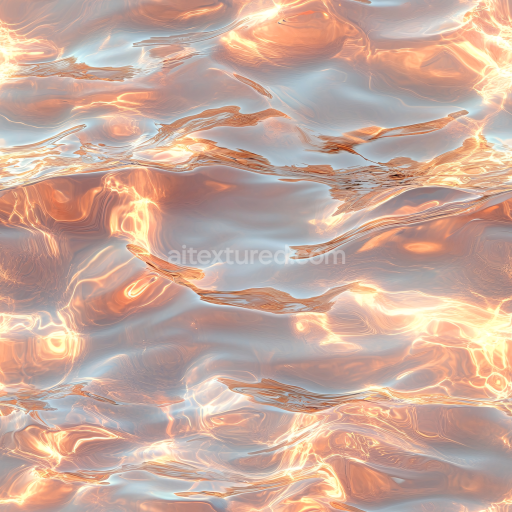 Seamless 3D PBR Texture of Stylized Water Surface With Warm Copper Reflections