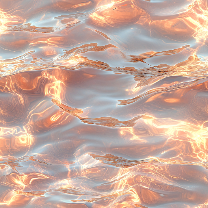 Stylized Water Surface with Warm Copper Reflections seamless PBR texture preview