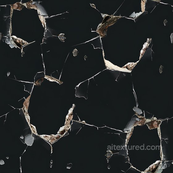 Cracked and Holed Dark Plaster Surface Texture with Jagged Fractures Cracked & Holes texture preview