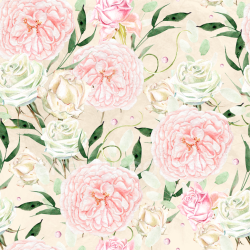 seamless Seamless 3D PBR Soft Watercolor Floral Texture with Pastel Roses and Leaves texture 8k free download PBR