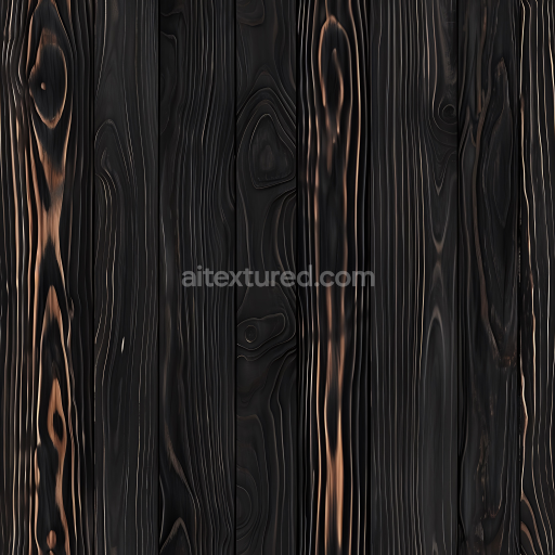 Seamless 3D PBR Charred Wood Planks Texture with Burnt Grain Detailing