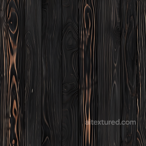 Charred Wood Planks Texture with Burnt Grain Detailing seamless Wood PBR texture