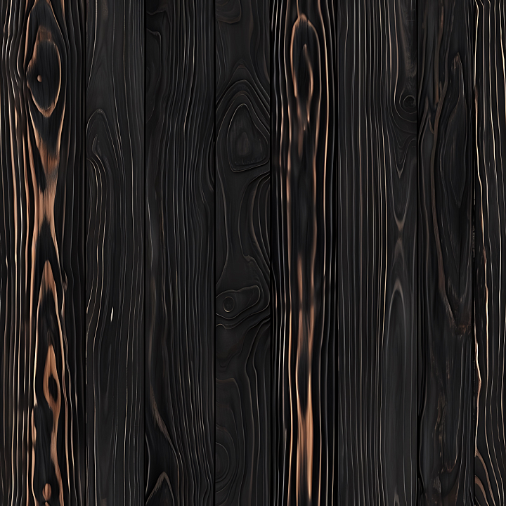 Charred Wood Planks with Burnt Grain Detailing seamless PBR texture preview