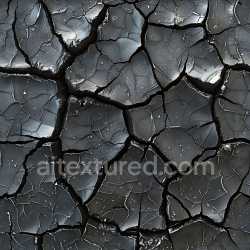 seamless Seamless 3D PBR texture of dark cracked dry mud with deep fissures and fragmented surface texture 8k free download PBR