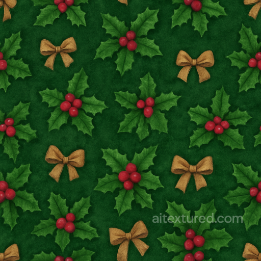 Cozy Plush Velvet Green Holiday Fabric seamless Merry christmas PBR texture