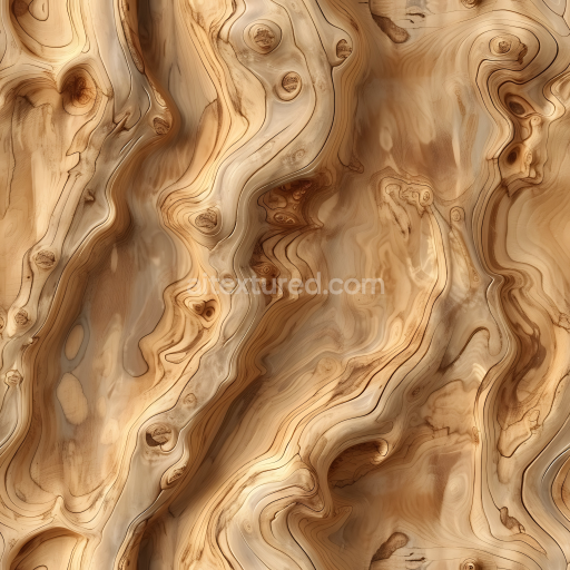 Seamless 3D Twisted Wood Grain PBR Texture with Knots and Natural Flow