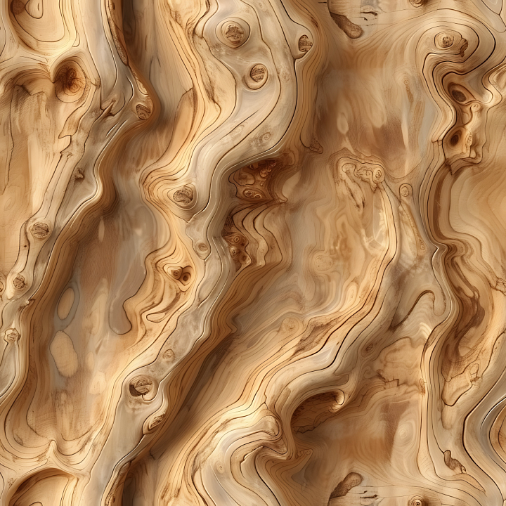 Twisted Wood Grain with Knots and Natural Flow seamless PBR texture preview