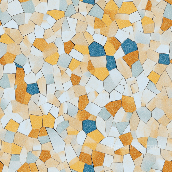 Mosaic PBR Texture Featuring Irregular Vintage Ceramic Tiles in Warm and Blue Tones Mosaic texture preview