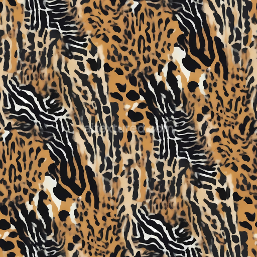 Seamless 3D PBR Texture of Leopard Print with Abstract Black and Tan Spots