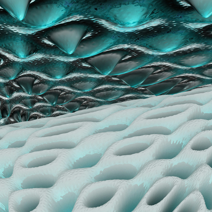 Detailed Textured Metal Surface with Organic Deep Indentations seamless PBR texture preview