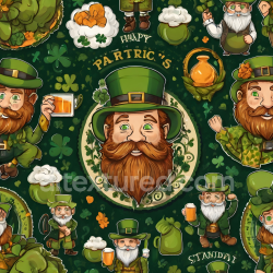 seamless Seamless 3D PBR Digital Paper Texture Featuring Colorful St Patrick Leprechaun Patterns texture 8k free download PBR