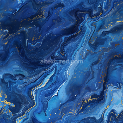 Seamless 3D Blue Marble PBR Texture Featuring Dynamic Fluid Veins and Gold Accents