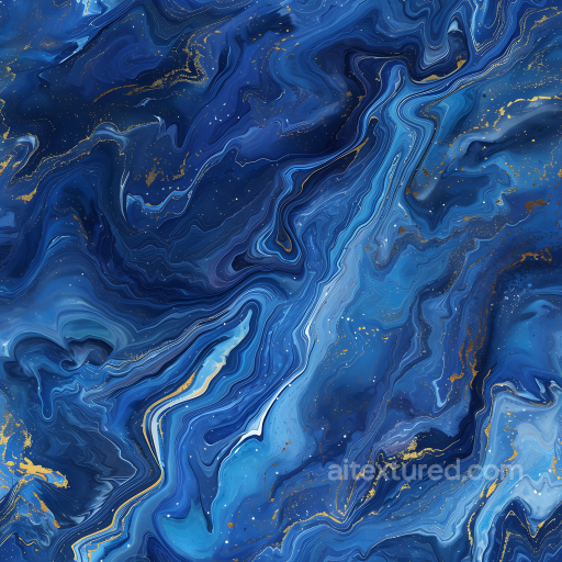 Blue Marble PBR Texture Featuring Dynamic Fluid Veins and Gold Accents seamless Marble PBR texture