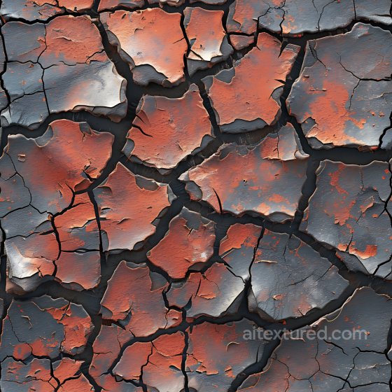 cracked and hole PBR texture featuring rusty red and gray peeling paint Cracked & Holes texture preview