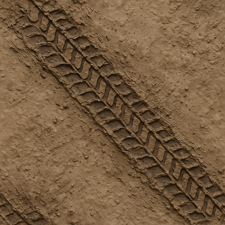 Muddy Tire Tread Offroad Mud Splash Pattern Tire Track Asphalt seamless PBR texture preview