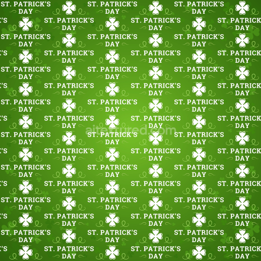 Seamless 3D PBR St. Patrick’s Day Digital Paper Texture with Green Shamrocks and Text Pattern