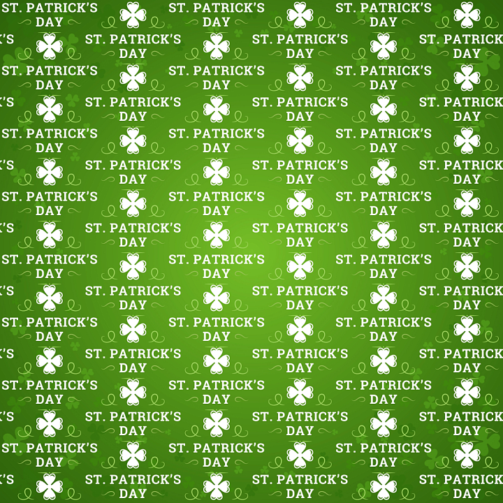 Featuring St Patrick's Day Green Pattern with White Text and Shamrocks seamless PBR texture preview