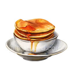 seamless Breakfast Teff Pancakes Stack with Syrup in White Bowl Illustration texture 8k free download PBR