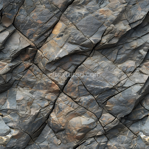 Seamless 3D Slate Rock Cliff Wall PBR Texture with Cracks and Earthy Tones