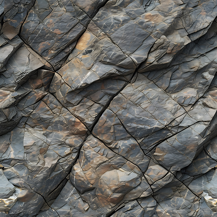 Slate Rock Cliff Wall with Cracks and Earthy Tones seamless PBR texture preview