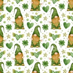 seamless Seamless 3D PBR Watercolor St Patrick Gnome and Shamrock Pattern Texture texture 8k free download PBR