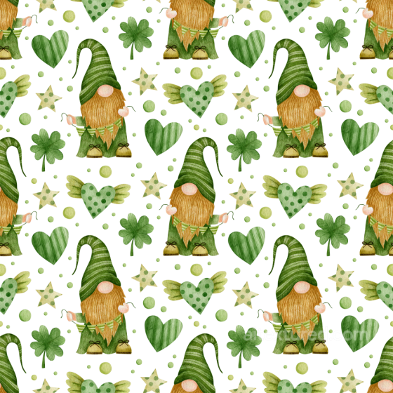 Watercolor St Patrick Gnome and Shamrock Pattern Texture St patrick texture preview