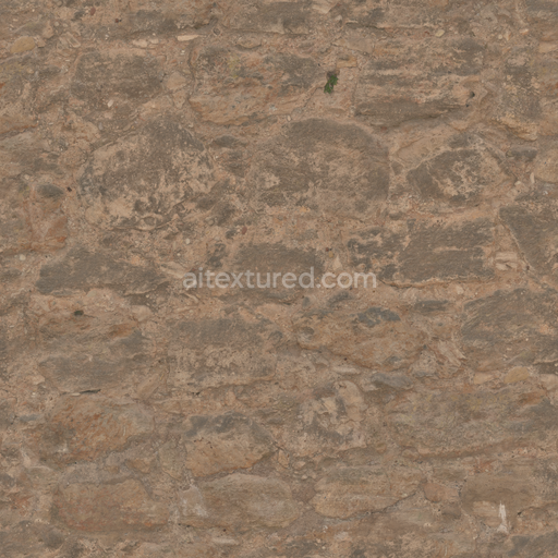 Rock Wall — Weathered Cracked Wall Stones Brown Rock — PBR seamless 3D texture