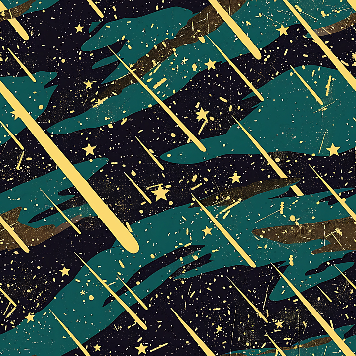 Stylized Cosmic Camouflage with Starry Night Pattern seamless PBR texture preview