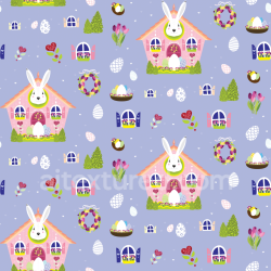 seamless Seamless 3D PBR Easter Bunny House and Decorative Eggs Digital Paper Texture texture 8k free download PBR