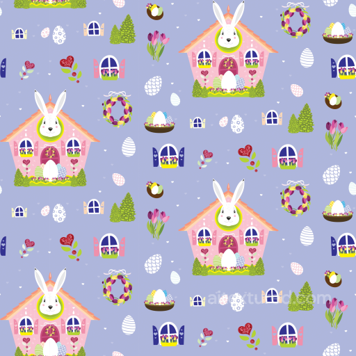 Easter Bunny House and Decorative Eggs Digital Paper Texture seamless All Christmas Digital paper PBR texture
