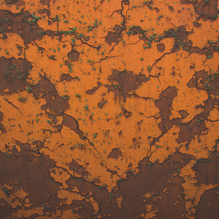 Rusty Cracked Orange Metal With Peeling Paint And Corrosion seamless PBR texture preview
