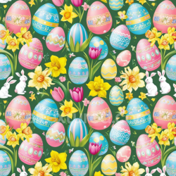seamless Seamless 3D PBR Texture of Colorful Easter Eggs and Spring Flowers texture 8k free download PBR