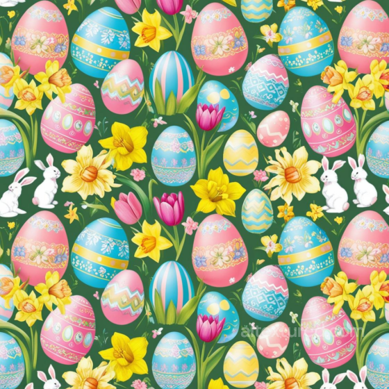 All Easter Digital paper Texture of Colorful Easter Eggs and Spring Flowers All Easter Digital paper texture preview