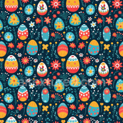 seamless Seamless 3D PBR Texture of Colorful Easter Eggs and Floral Pattern texture 8k free download PBR