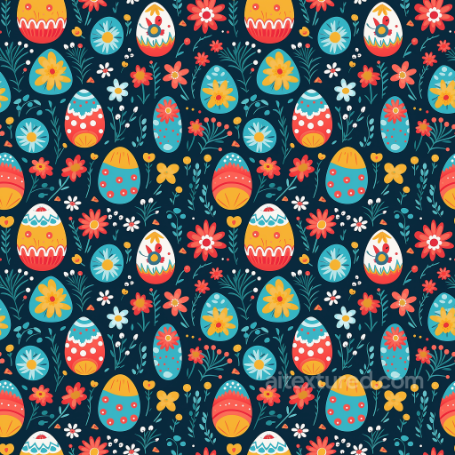 All Easter Digital paper Texture of Colorful Easter Eggs and Floral Pattern seamless All Easter Digital paper PBR texture