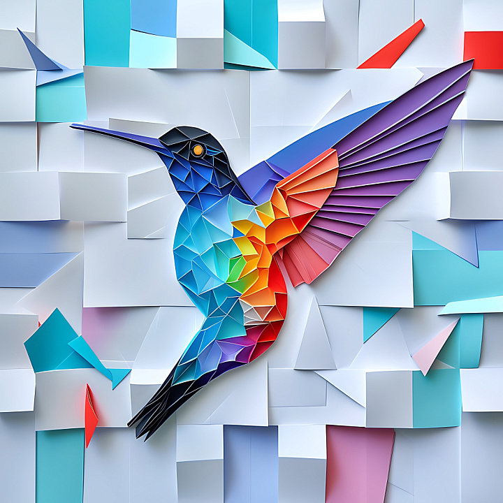 Featuring Colorful Geometric Origami Bird seamless PBR texture preview