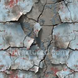 seamless Seamless 3D PBR Texture of Cracked & Peeling Light Blue Painted Plaster Wall texture 8k free download PBR